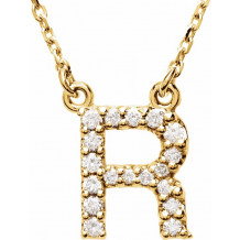 14K Yellow Initial R 1/8 CTW Diamond 16 Necklace - 67311143P