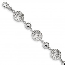 Quality Gold Sterling Silver Rhodium-plated Round Tree & Circle Bracelet - QG4236-7