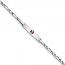 Quality Gold Sterling Silver Rhod-plated Children's Medical ID Bracelet  Figaro - XSM56-6