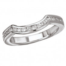 14k White Gold Curved Diamond Wedding Band