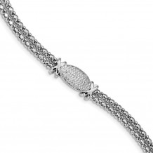 Quality Gold Sterling Silver Rhodium-plated CZ Bracelet - QG4508-7.5