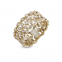 Zeghani 14k Yellow Gold Diamond Open Floral Fashion Ring