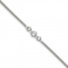 Quality Gold Sterling Silver CZ 7.5in 3-stone Bracelet - QX958CZ