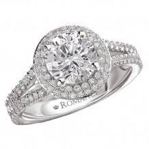 Romance 18k White Gold Round Halo Diamond Engagement Ring