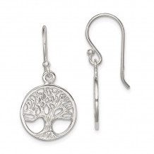 Quality Gold Sterling Silver Polished Filigree Tree Dangle Earrings - QE7074