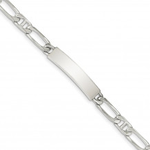 Quality Gold Sterling Silver Polished Engraveable Anchor Link ID Bracelet - QID100-7