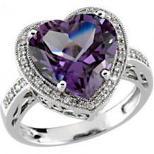 14K White Amethyst & 1/6 CTW Diamond Ring - 6566660001P