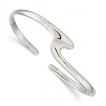 Quality Gold Sterling Silver Polished Fancy Cuff Bangle Bracelet - QB195