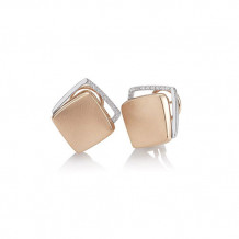 14k Two Tone Gold Breuning Diamond Squared Earrings