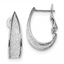 Quality Gold Sterling Silver Rhodium-plate Enamel Glitter Fabric Omega Back Hoop Earring - QE13280