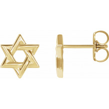 14K Yellow Star of David Earrings - 86739601P