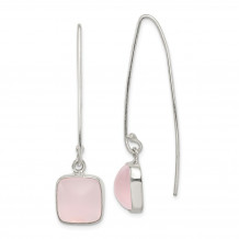 Quality Gold Sterling Silver Pink Sea Glass Dangle Earrings - QE14424