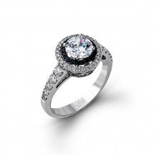 Zeghani 14k White & Black Gold Diamond Engagement Ring