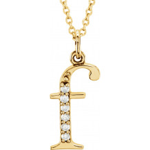 14K Yellow .03 CTW Diamond Lowercase Initial f 16 Necklace - 8580360016P