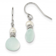 Quality Gold Sterling Silver Chalcedony and FWC Pearl Dangle Earrings - QE13116