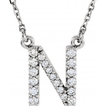 14K White Initial N 1/8 CTW Diamond 16 Necklace - 67311113P