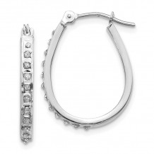 Quality Gold 14k White Diamond Fascination Oval Hinged Hoop Earrings - DF148