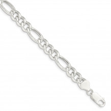 Quality Gold Sterling Silver Figaro Bracelet - QG2156-7.5