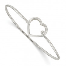 Quality Gold Sterling Silver Diamond Cut Heart Interlocking  Bangle Bracelet - QB1127