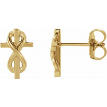 14K Yellow Infinity-Inspired Cross Earrings - 86779601P
