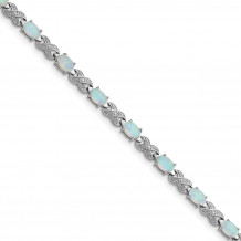 Quality Gold Sterling Silver Rhodium Plated 7inch Created Opal & Illusion Bracelet - QX495D
