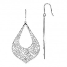 Quality Gold Sterling Silver Flowers   CZ Teardrop Dangle Earrings - QE7360
