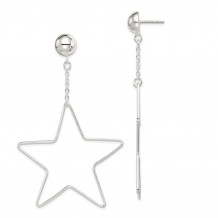 Quality Gold Sterling Silver Star Dangle Post Earrings - QE14651