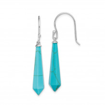 Quality Gold Sterling Silver Rhodium-plated Created Turquoise Dangle Earrings - QE15186