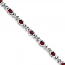 Quality Gold Sterling Silver Rhodium Plated Garnet Bracelet - QX470GA