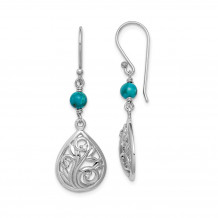 Quality Gold Sterling Silver Rhodium-plated Compressed Turquoise CZ Dangle Earrings - QE15347
