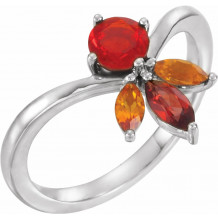 14K White Multi-Gemstone Ring - 72045600P