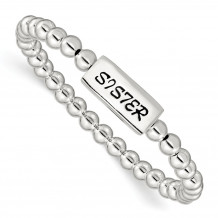 Quality Gold Sterling Silver Enameled SISTER Stretch Bracelet - QG3207