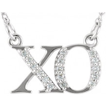 14K White .07 CTW Diamond XO  16 1/2 Necklace - 8584060001P