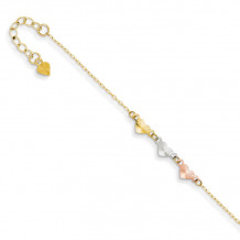 Quality Gold 14k Tri-Color Adjustable Heart Anklet - ANK175-9