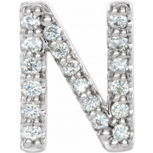 14K White .06 CTW Diamond Single Initial N Earring - 867976065P