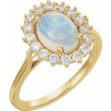 14K Yellow Ethiopian Opal & 1/2 CTW Diamond Ring - 72070629P