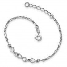 Quality Gold Sterling Silver Rhodium-Plated Heart Bracelet - QG4582-7