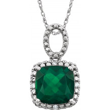 14K White Created Emerald & .03 CTW Diamond 18 Necklace - 651606102P