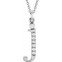 14K White .025 CTW Diamond Lowercase Initial j 16 Necklace - 8580360027P