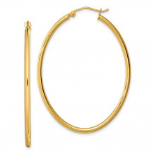 Quality Gold Sterling Silver Gold Plated Oval Hollow Hoop Earrings - QE8460