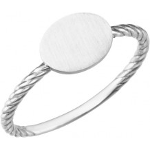 14K White Oval Engravable Rope Ring - 514041002P