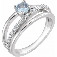 14K White Aquamarine & 1/4 CTW Diamond Ring - 71919600P