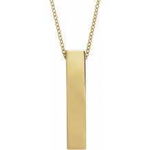 14K Yellow Engravable Sculptural Bar 16-18 Necklace - 869806002P