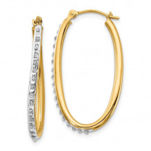 Quality Gold 14k Diamond Fascination Oval Twist Hoop Earrings - DF111