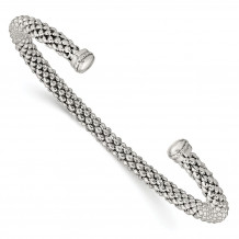 Quality Gold Sterling Silver Beaded Textured Cuff Bracelet - QG4805