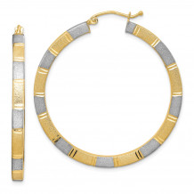 Quality Gold Sterling Silver Rhodium-plated & Vermeil  3x40mm Square Hoop Earrings - QE8444
