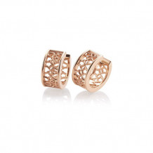 14k Rose Gold Breuning Carved Huggie Earrings