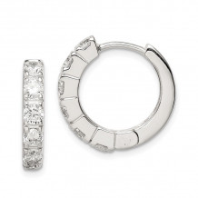 Quality Gold Sterling Silver CZ Hinged Hoop Earrings - QE5040