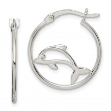 Quality Gold Sterling Silver Polished Dolphin Hoop Earrings - QE14723