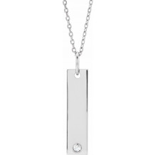14K White .03 CT Diamond Bar 16-18 Necklace - 86597616P